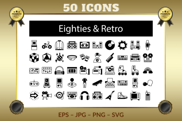 Eighties Retro Half Glyph Icons Review