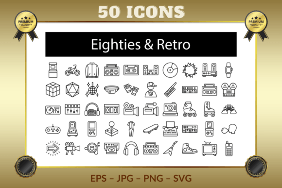 Eighties Retro Outline Icons: A Crafter's Review of These Graphics