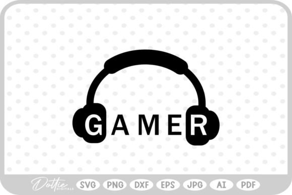 Gamer Gaming Video Headset SVG PNG DXF Graphics for Crafts
