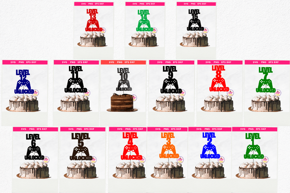 Level 10 Unlocked Gaming Cake Topper Svg for Laser Cutting and Cake Toppers
