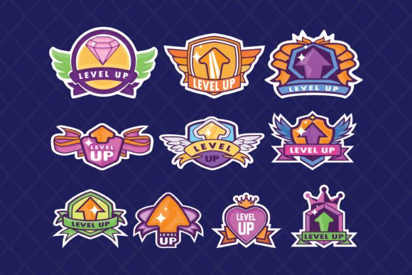 Level Up Clipart for Gaming Graphics and UX/UI Kits