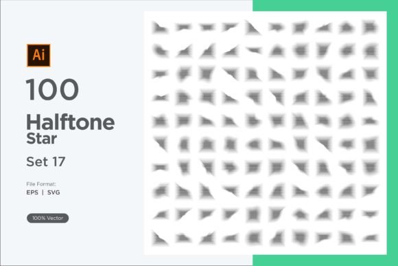 Stars Shape Halftone Background 100-17 for Decorative Graphics