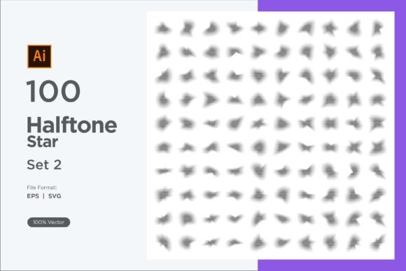 Stars Shape Halftone Background 100-2 Graphics for Decorative Elements