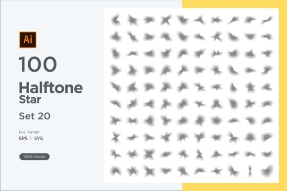 Stars Shape Halftone Background 100-20 Graphics
