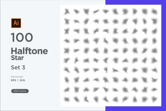 Stars Shape Halftone Background 100-3 Graphics & Decorative Elements