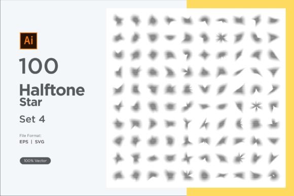 Stars Shape Halftone Background 100-4: Essential Graphics for Decorative Elements