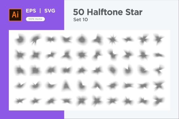 Stars Shape Halftone Background 50-10 Graphics