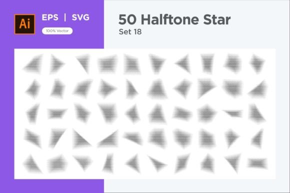 Stars Shape Halftone Background 50-18: Graphics & Decorative Elements