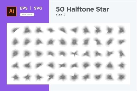 Stars Shape Halftone Background 50-2 Graphics for Decorative Elements