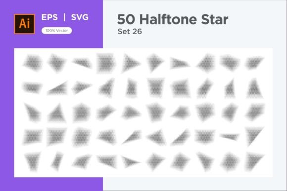 Stars Shape Halftone Background 50-26: Graphics for Decorative Elements