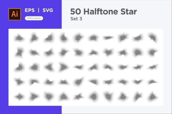 Stars Shape Halftone Background 50-3 Graphics for Decorative Elements