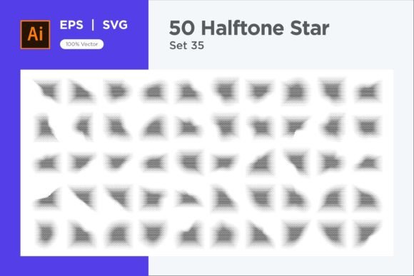 Stars Shape Halftone Background 50-35: Graphics for Decorative Elements