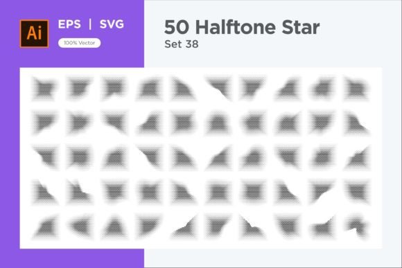 Stars Shape Halftone Background 50-38: Graphics for Decorative Elements