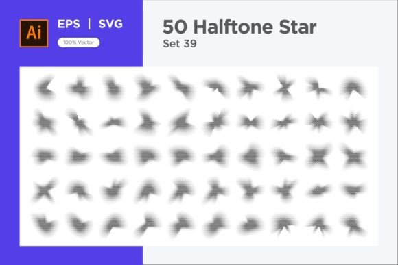 Stars Shape Halftone Background 50-39 for Branding and Packaging