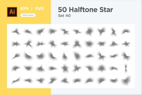 Stars Shape Halftone Background 50-40 Graphics for Decorative Elements