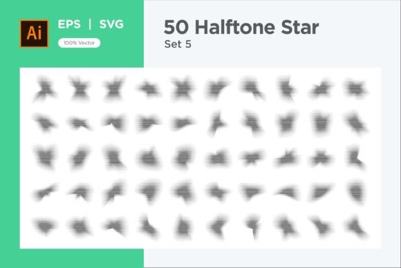 Stars Shape Halftone Background 50-5: Graphics & Decorative Elements