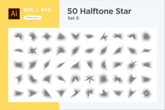 Stars Shape Halftone Background 50-8: Graphics for Decorative Elements