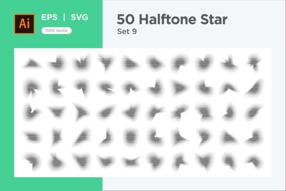 Stars Shape Halftone Background 50-9: Graphics for Decorative Elements
