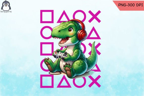T-Rex Gaming PNG Sublimation Design for Graphics and Crafts